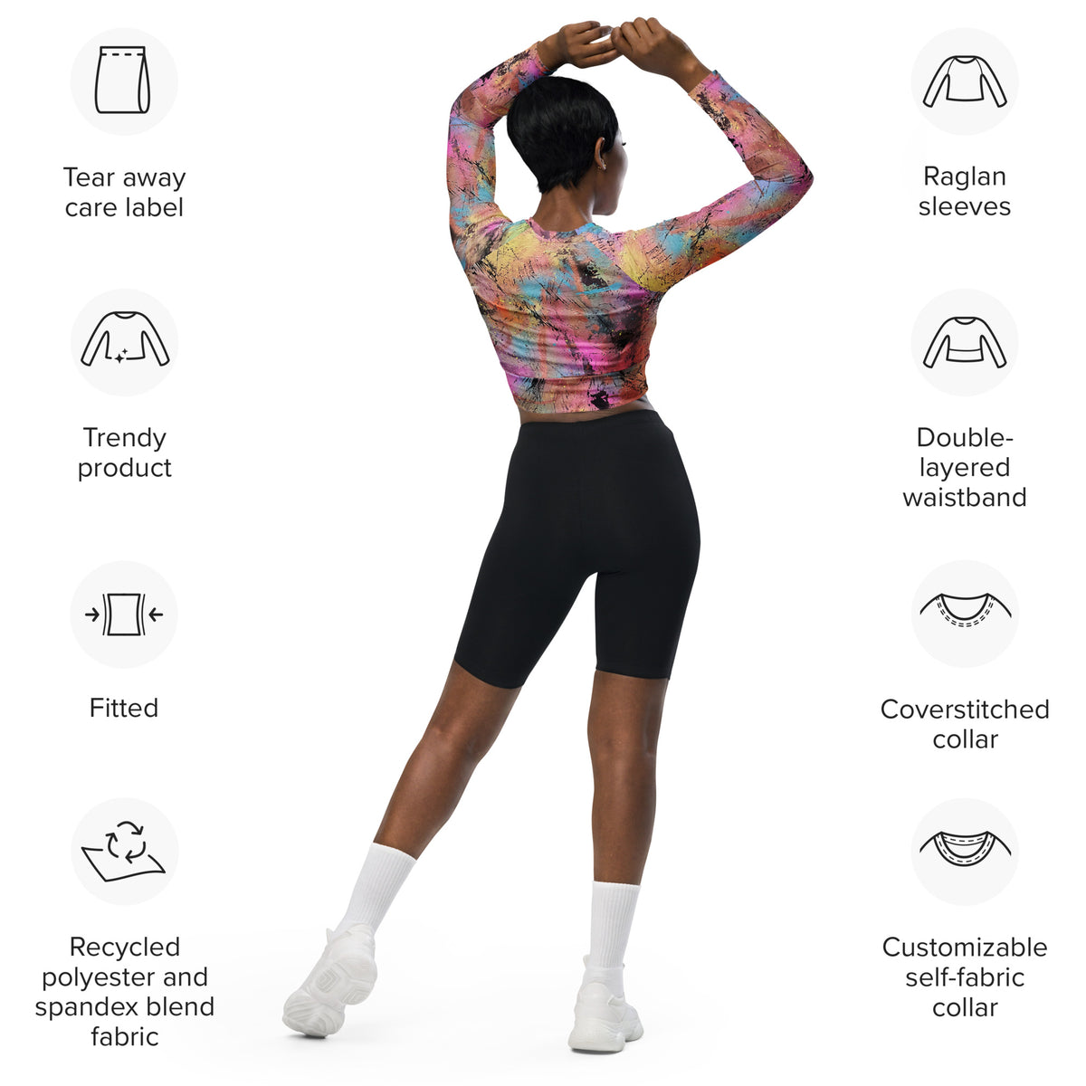 Panter long-sleeve crop top