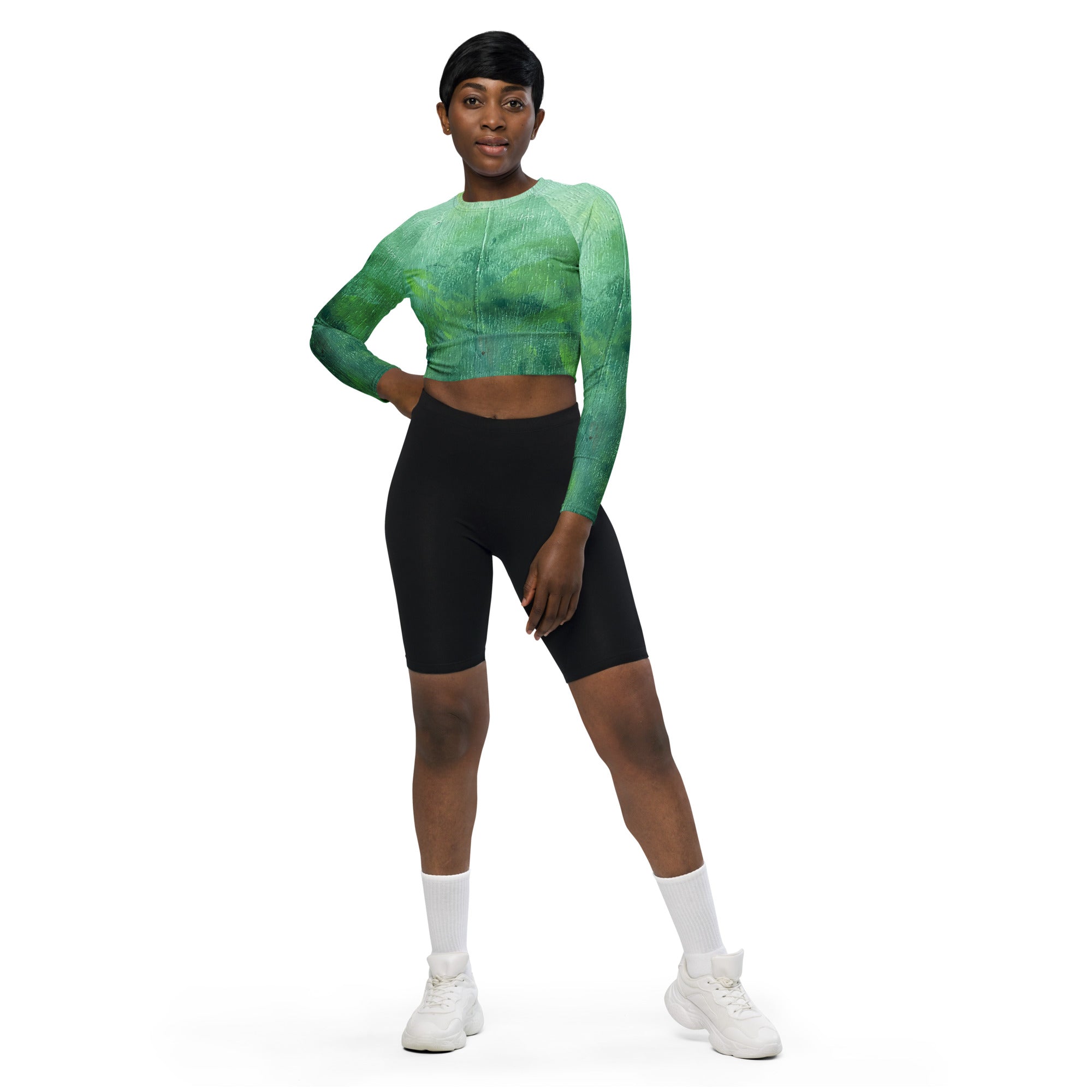 Jungle long-sleeve crop top