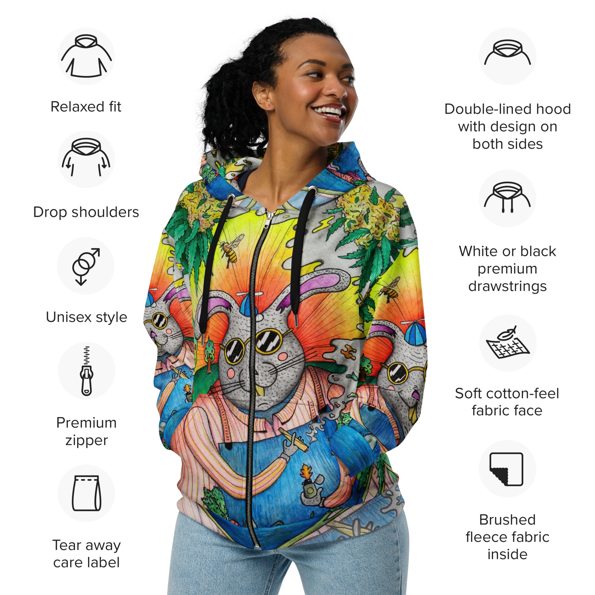 Rabbit zip hoodie