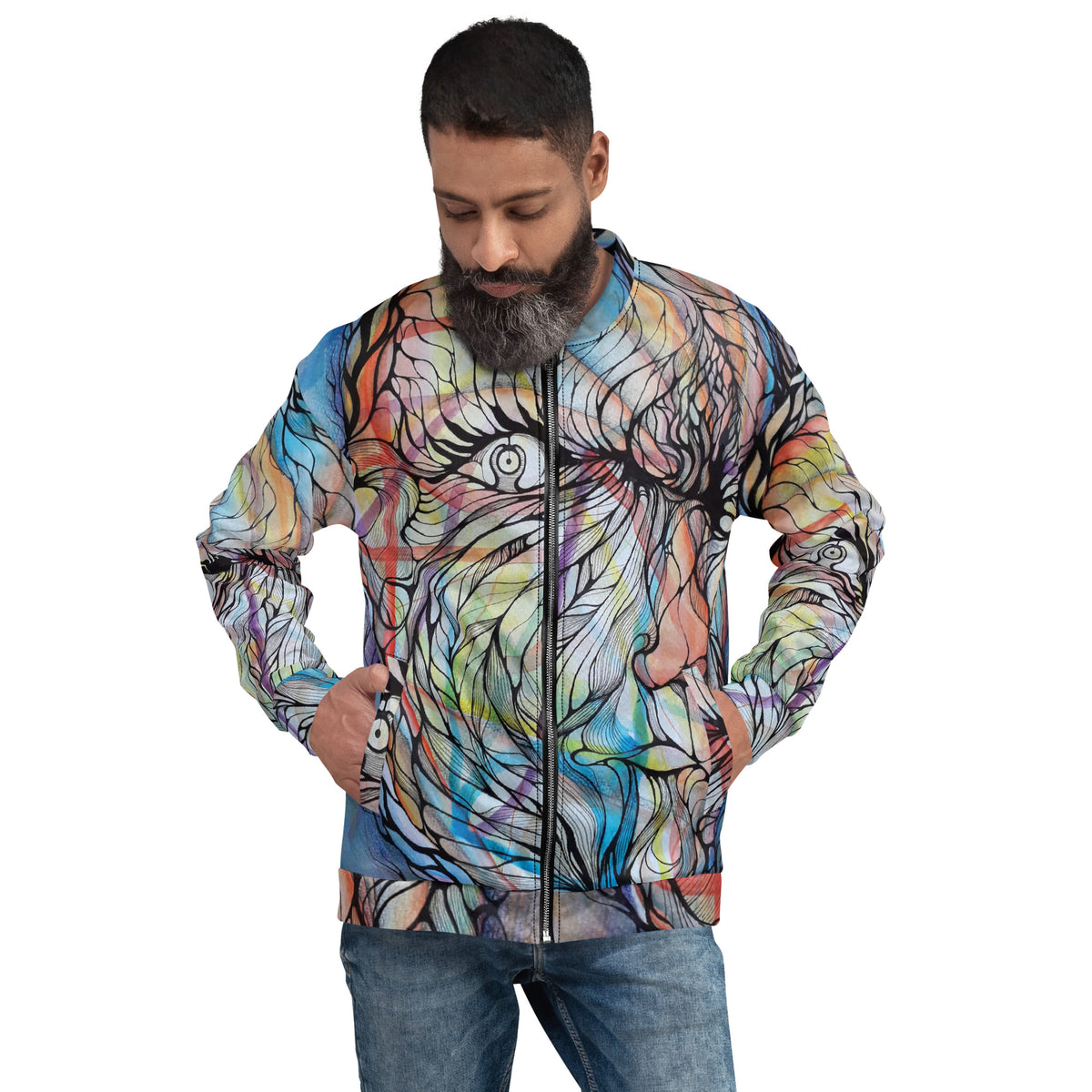 Metal liquid Bomber Jacket
